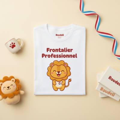 T-shirt Frontalier Professionnel mascotte Roudeli ruban tricolore LU